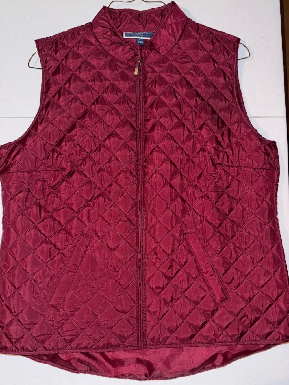 Karen Scott Sport burgundy quilted diamond pattern vest